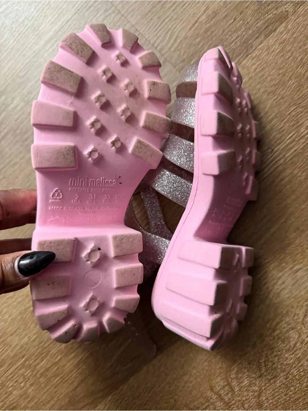 Mini Melissa Glitter Pink Platform Jelly Sandals 2